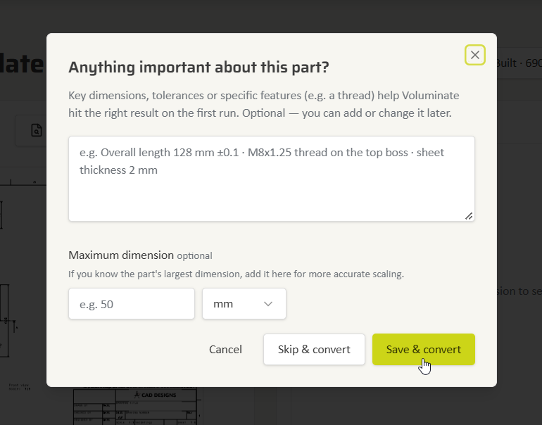 Add optional part details
